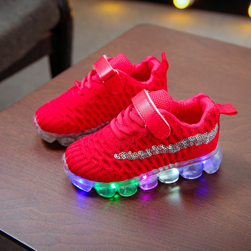 Children’s LED Light-Up Shoes – Boys' & Girls' Casual Soft-Soled Sports Sneakers with Glowing Crystal Design