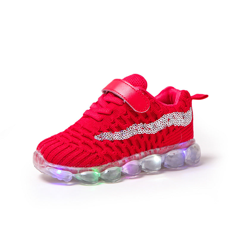 Children’s LED Light-Up Shoes – Boys' & Girls' Casual Soft-Soled Sports Sneakers with Glowing Crystal Design