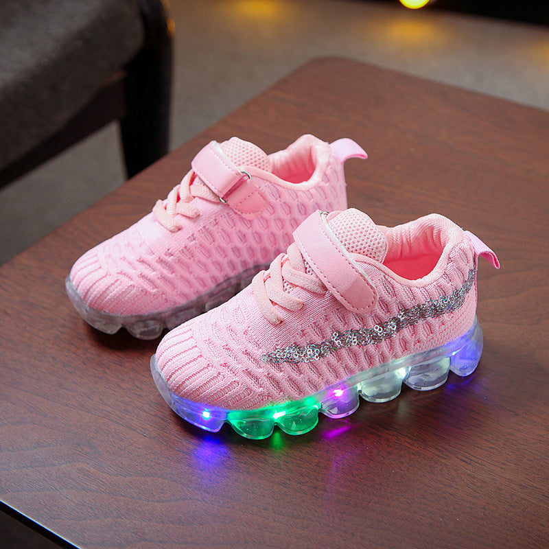 Children’s LED Light-Up Shoes – Boys' & Girls' Casual Soft-Soled Sports Sneakers with Glowing Crystal Design
