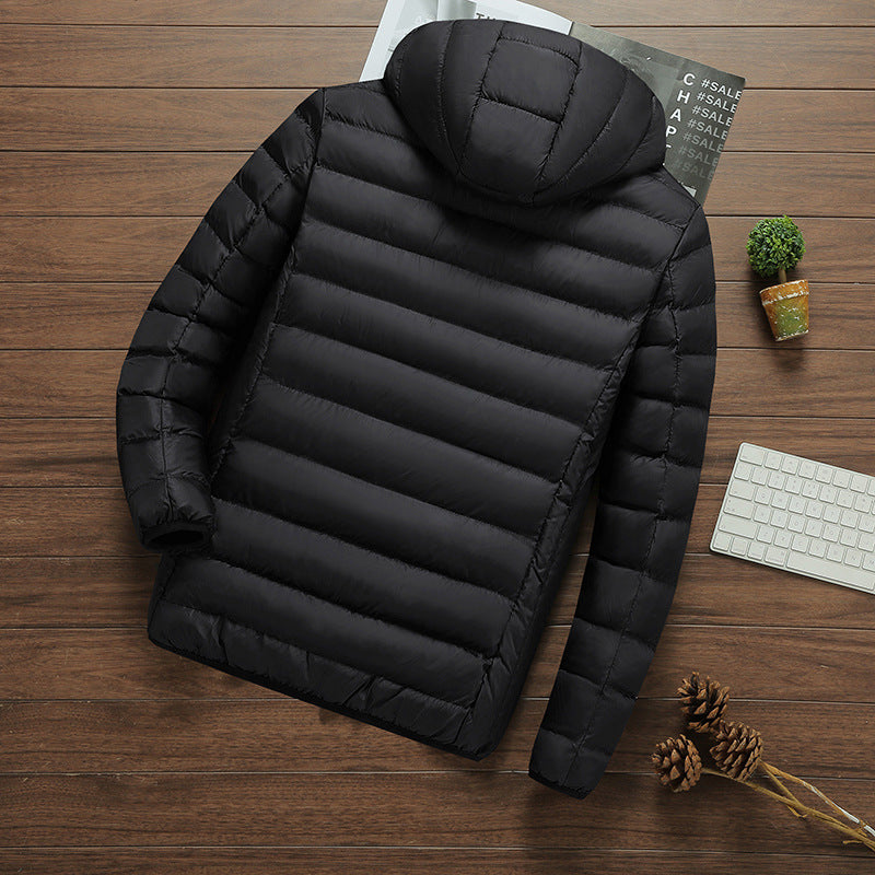 Men’s Heated Winter Jacket – USB Rechargeable, Quick-Dry Cotton Coat with Hood
