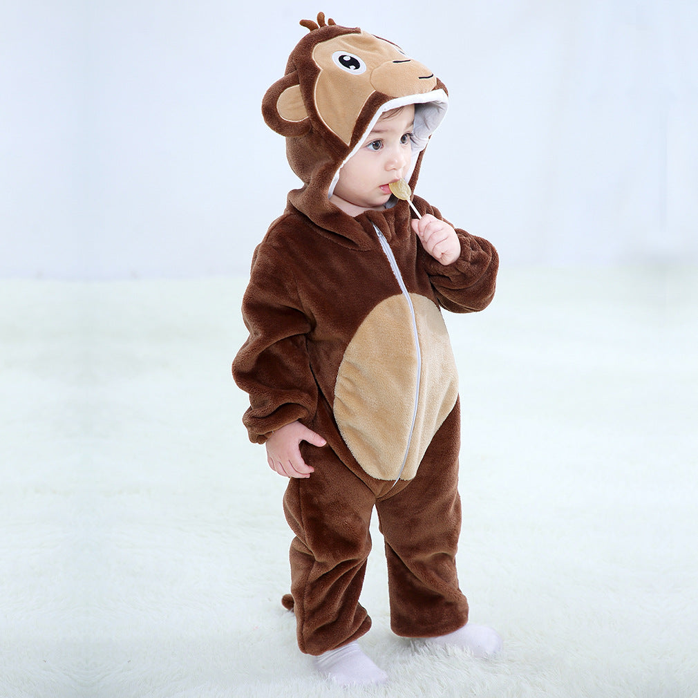 New 2025 Autumn/Winter Infant Romper – Soft Cartoon Animal One-Piece Outfit for Newborns