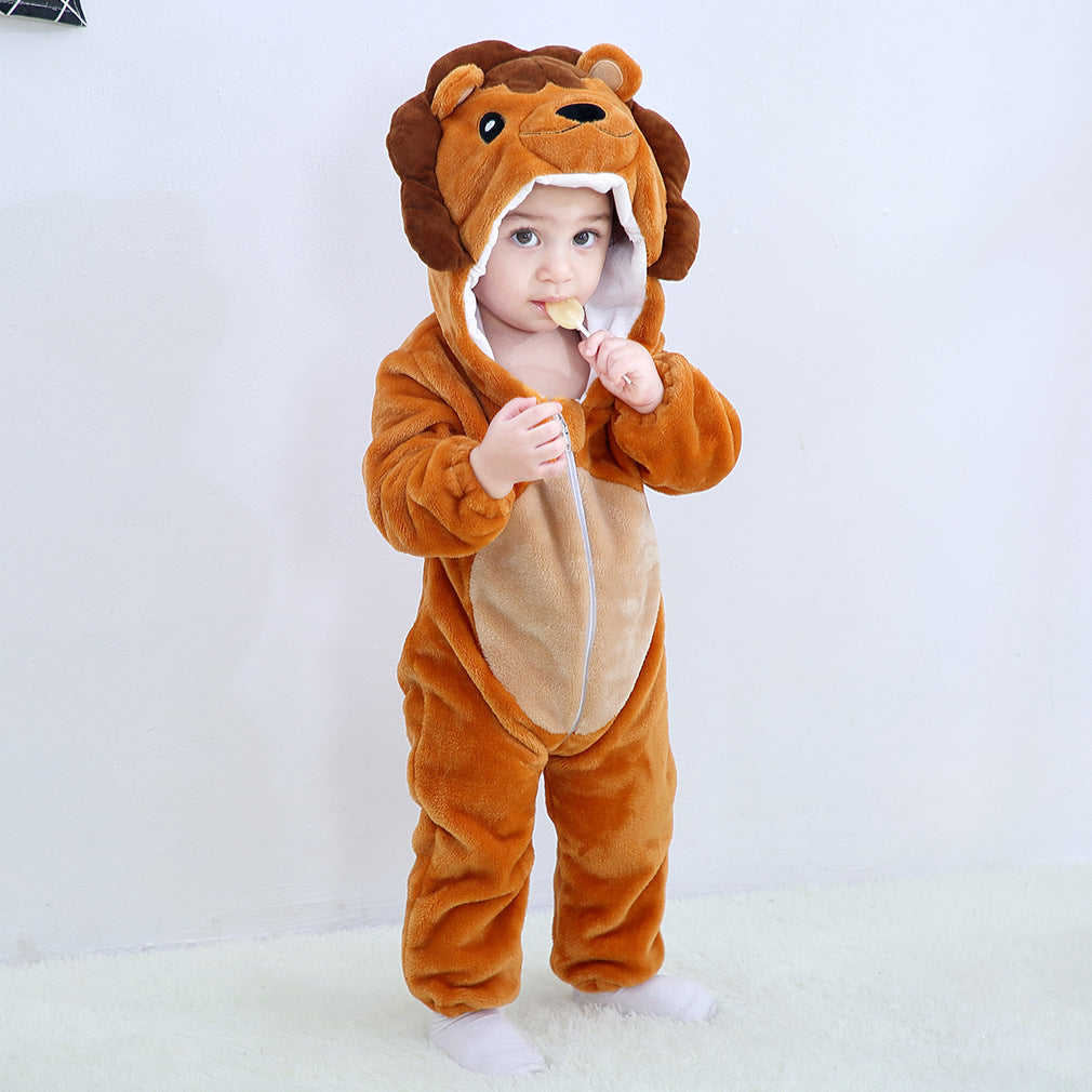 New 2025 Autumn/Winter Infant Romper – Soft Cartoon Animal One-Piece Outfit for Newborns