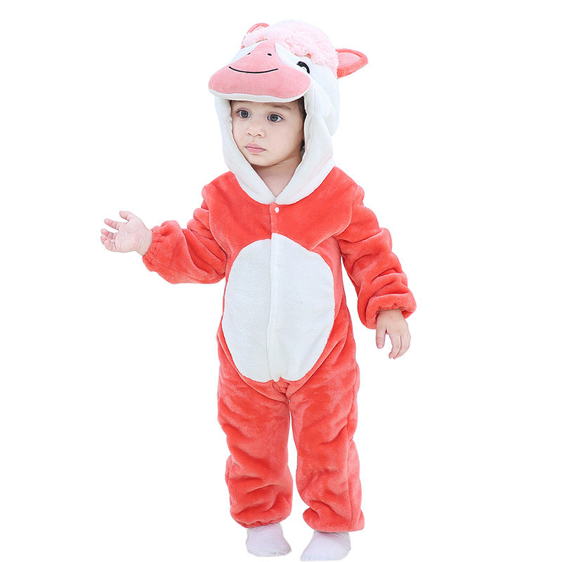 New 2025 Autumn/Winter Infant Romper – Soft Cartoon Animal One-Piece Outfit for Newborns