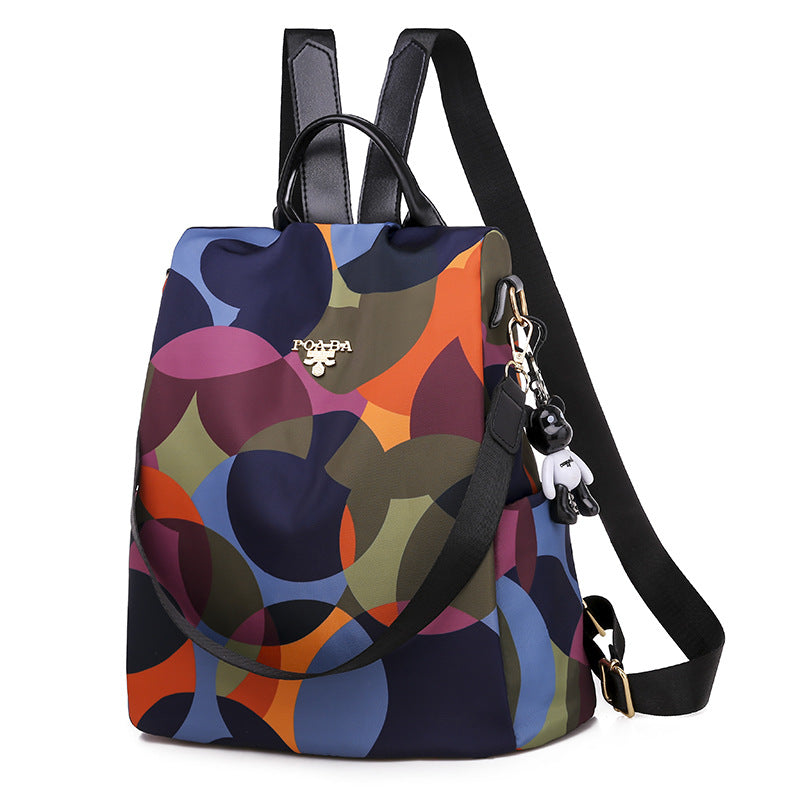 Women’s Large-Capacity Oxford Nylon Backpack – Korean-Style Printed Travel & College Bag