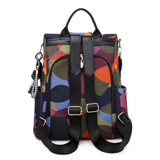 Women’s Large-Capacity Oxford Nylon Backpack – Korean-Style Printed Travel & College Bag