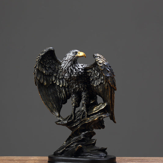 Resin Eagle with Spread Wings – Patriotic American-Style Sculpture for Wine Cabinet or Office Display
