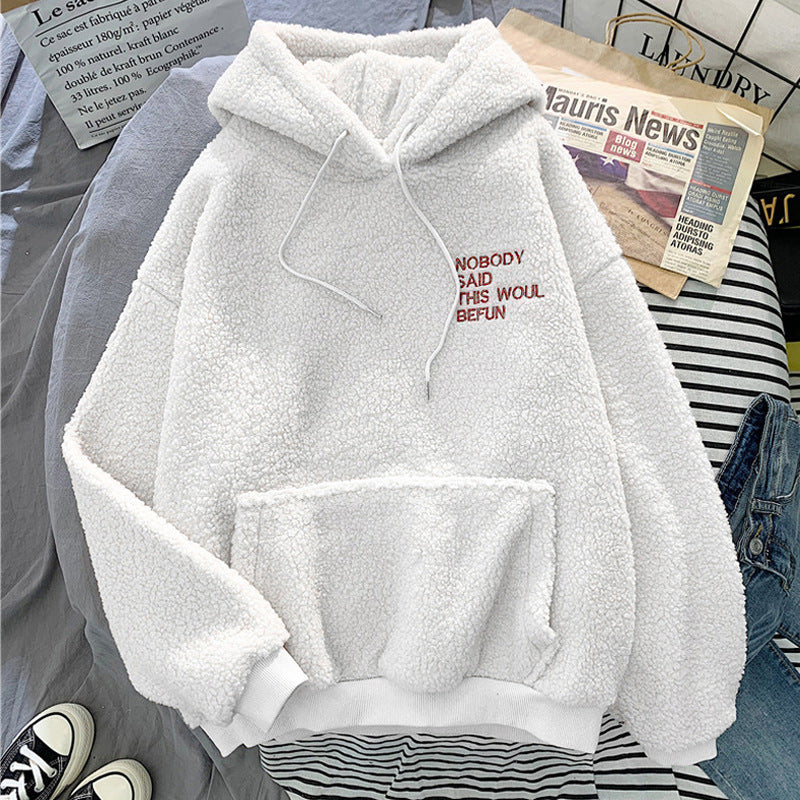 Women's Velvet Thickened Lamb Fleece Hoodie – Warm Furry Oversized Sweater for Autumn and Winter/Winter