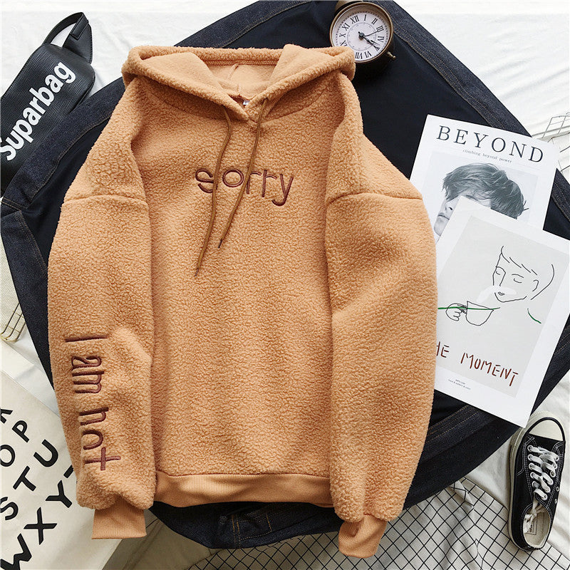 Women's Velvet Thickened Lamb Fleece Hoodie – Warm Furry Oversized Sweater for Autumn and Winter/Winter