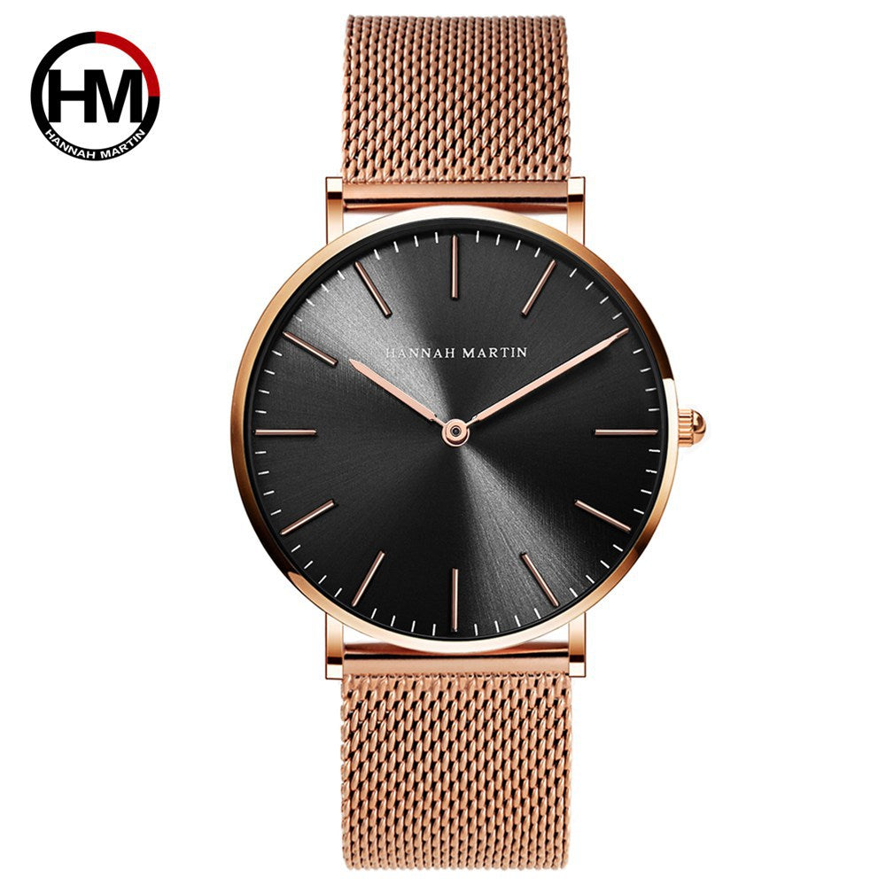 Unisex Stainless Steel Mesh Watch โ Japanese Movement, Furnace-Plated, Waterproof Design