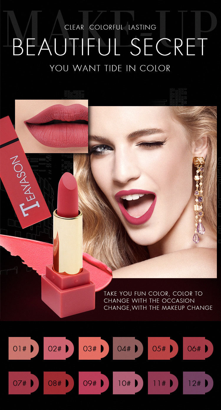 Matte Lipstick Gift Set – 12 Colors, Square Tube, Bold & Trendy Shades with Velvet Finish