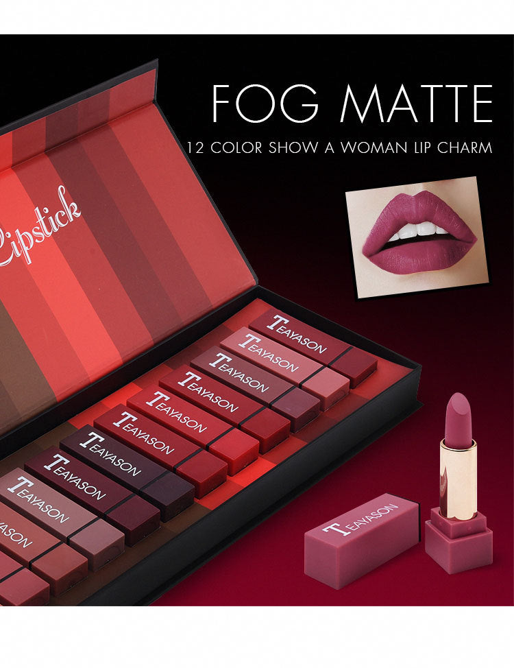 Matte Lipstick Gift Set – 12 Colors, Square Tube, Bold & Trendy Shades with Velvet Finish
