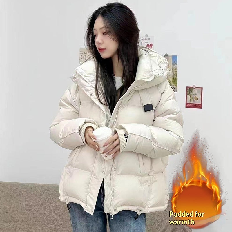 Short Padded Hooded Coat For Women Thick And Warm