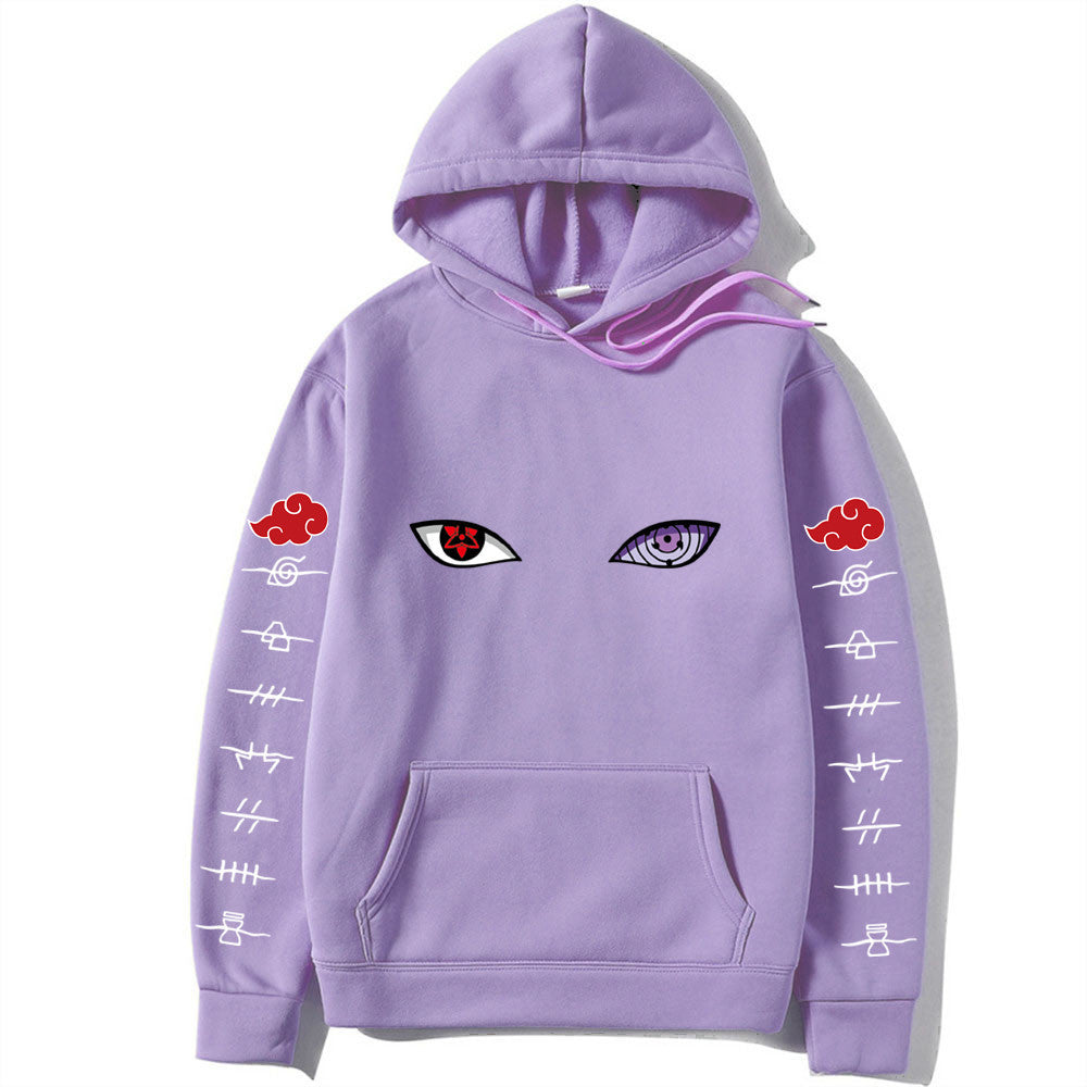 Unisex Naruto Hoodie – Anime Print Pullover for Spring & Autumn with White Sleeve Lettering