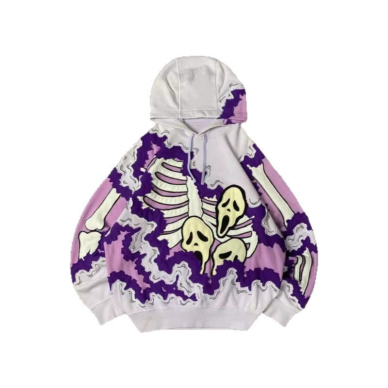 Men’s 2025 Skull Skeleton 3D Graphic Hoodie – Trendy Pullover Sweatshirt