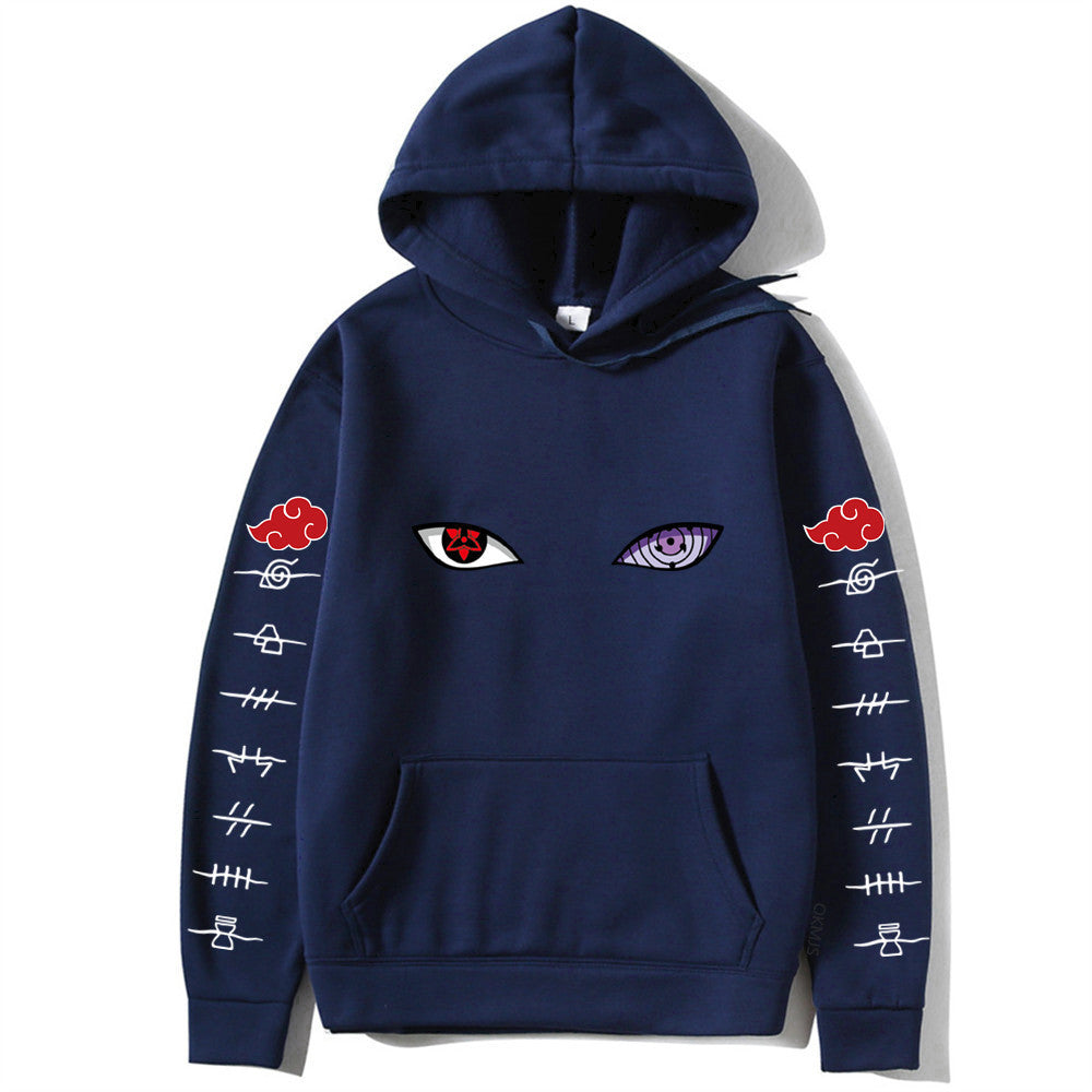 Unisex Naruto Hoodie – Anime Print Pullover for Spring & Autumn with White Sleeve Lettering