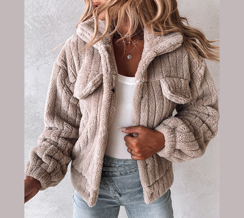 2025  European and American Women's Plush Casual Jacket
