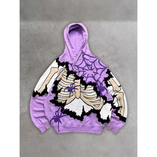 Men’s 2025 Skull Skeleton 3D Graphic Hoodie – Trendy Pullover Sweatshirt