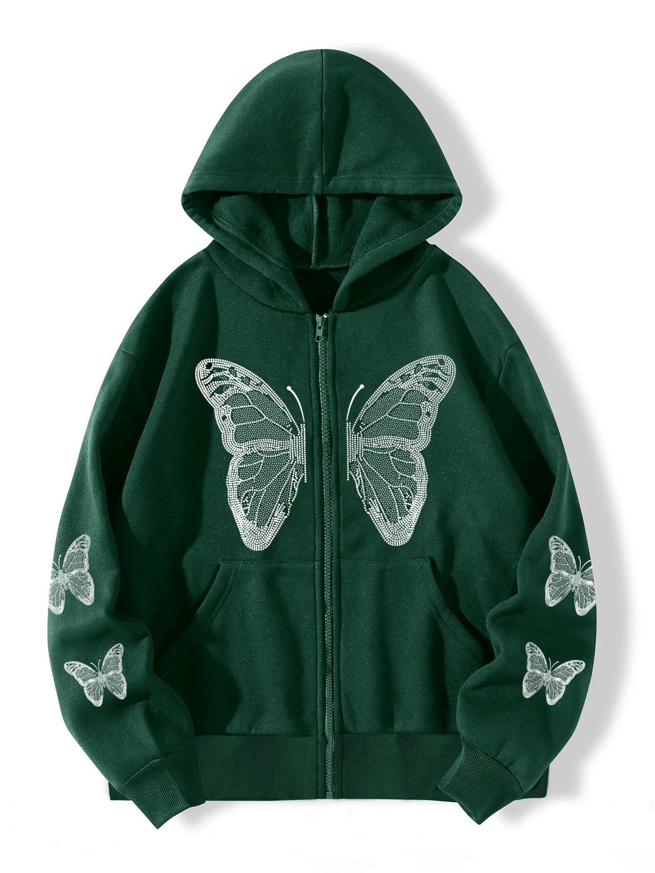 2025 Y2K Butterfly Print Zip-Up Hoodie β Oversized Unisex Streetwear Jacket with Pockets