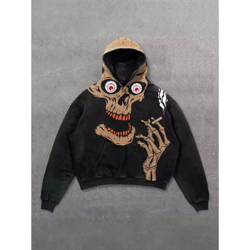 Men’s 2025 Skull Skeleton 3D Graphic Hoodie – Trendy Pullover Sweatshirt