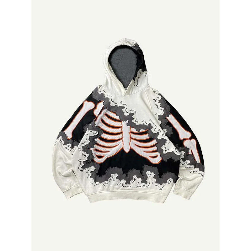 Men’s 2025 Skull Skeleton 3D Graphic Hoodie – Trendy Pullover Sweatshirt