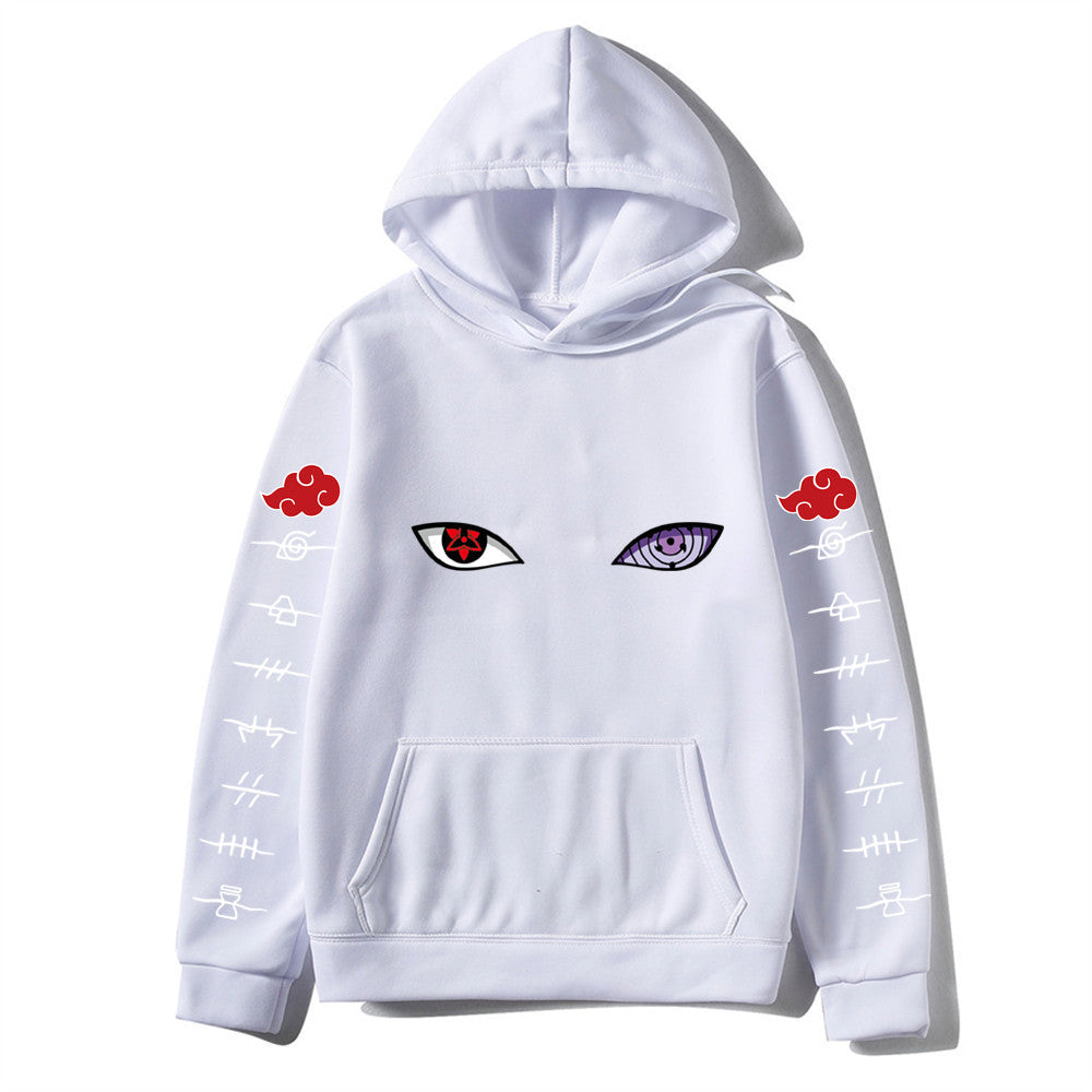 Unisex Naruto Hoodie – Anime Print Pullover for Spring & Autumn with White Sleeve Lettering