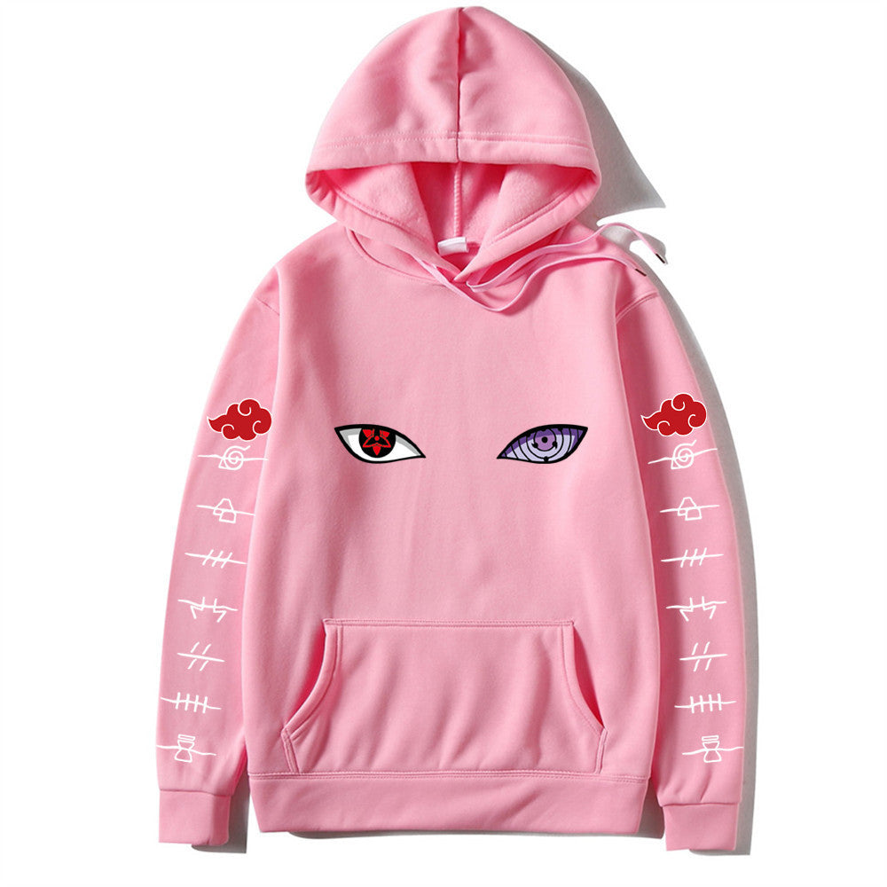 Unisex Naruto Hoodie – Anime Print Pullover for Spring & Autumn with White Sleeve Lettering