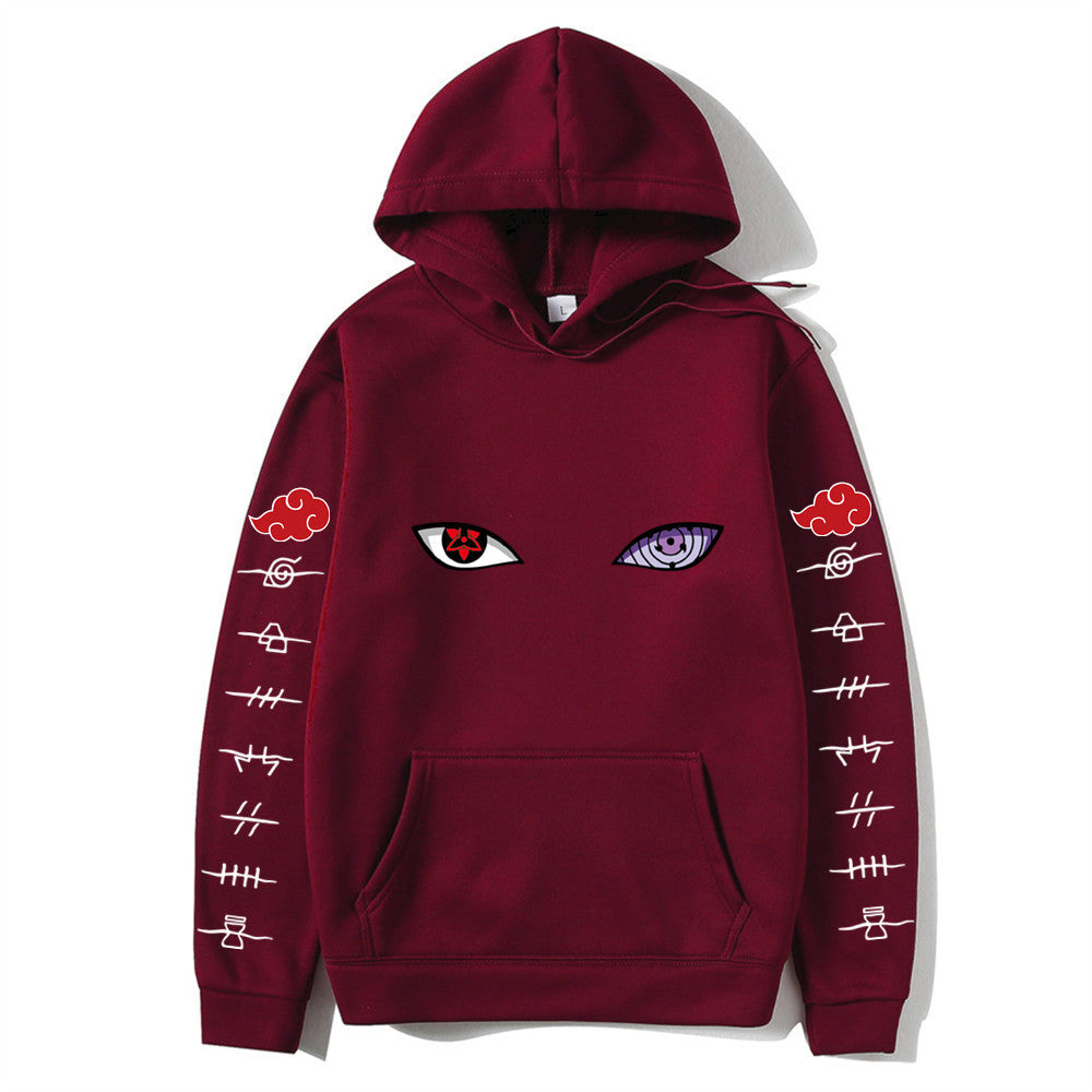 Unisex Naruto Hoodie – Anime Print Pullover for Spring & Autumn with White Sleeve Lettering
