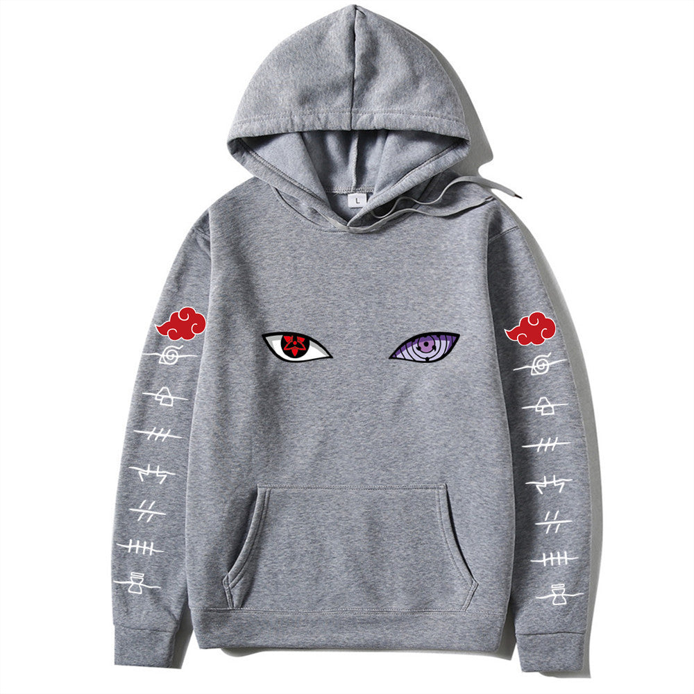 Unisex Naruto Hoodie – Anime Print Pullover for Spring & Autumn with White Sleeve Lettering