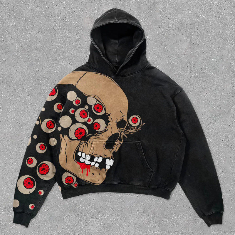 Men’s 2025 Skull Skeleton 3D Graphic Hoodie – Trendy Pullover Sweatshirt