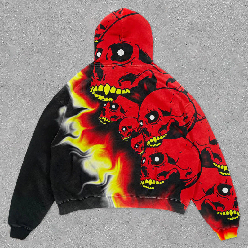 Men’s 2025 Skull Skeleton 3D Graphic Hoodie – Trendy Pullover Sweatshirt