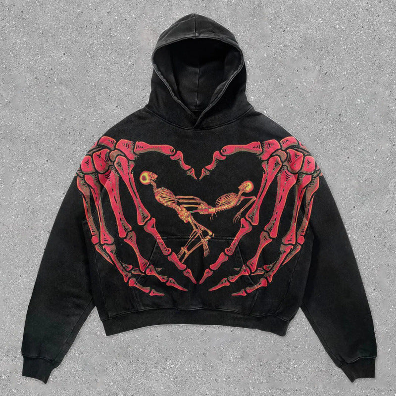 Men’s 2025 Skull Skeleton 3D Graphic Hoodie – Trendy Pullover Sweatshirt