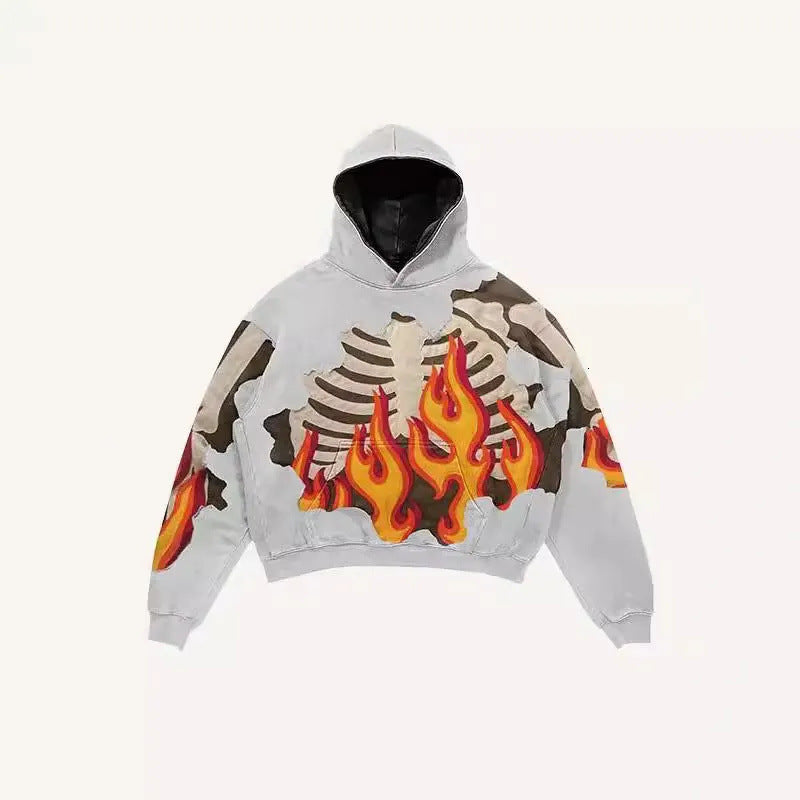 Men’s 2025 Skull Skeleton 3D Graphic Hoodie – Trendy Pullover Sweatshirt