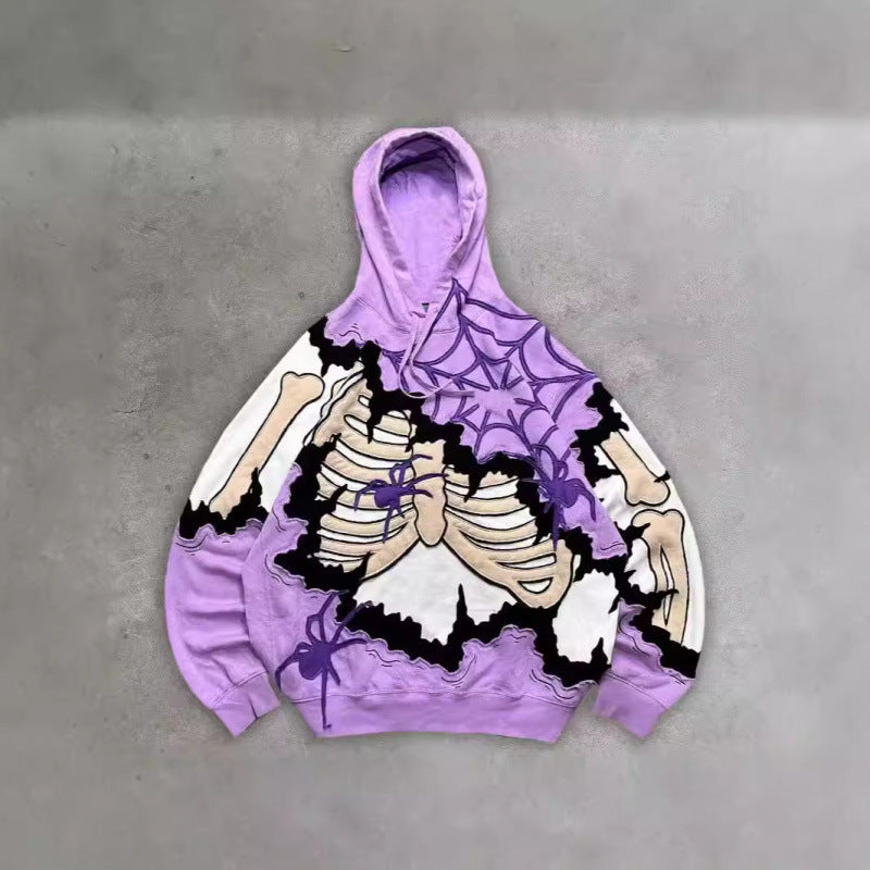 Men’s 2025 Skull Skeleton 3D Graphic Hoodie – Trendy Pullover Sweatshirt