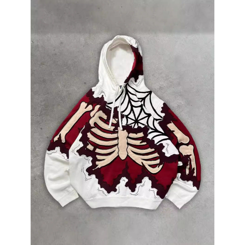 Men’s 2025 Skull Skeleton 3D Graphic Hoodie – Trendy Pullover Sweatshirt