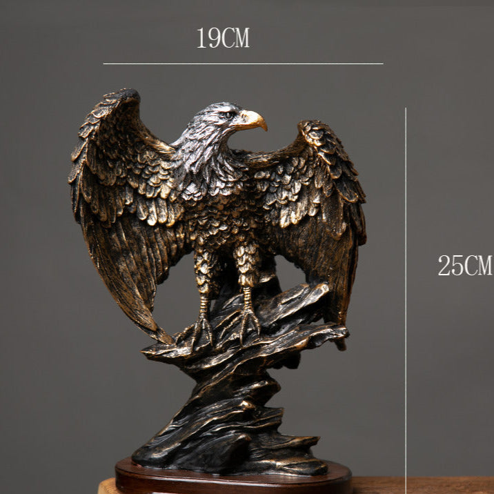 Resin Eagle with Spread Wings – Patriotic American-Style Sculpture for Wine Cabinet or Office Display