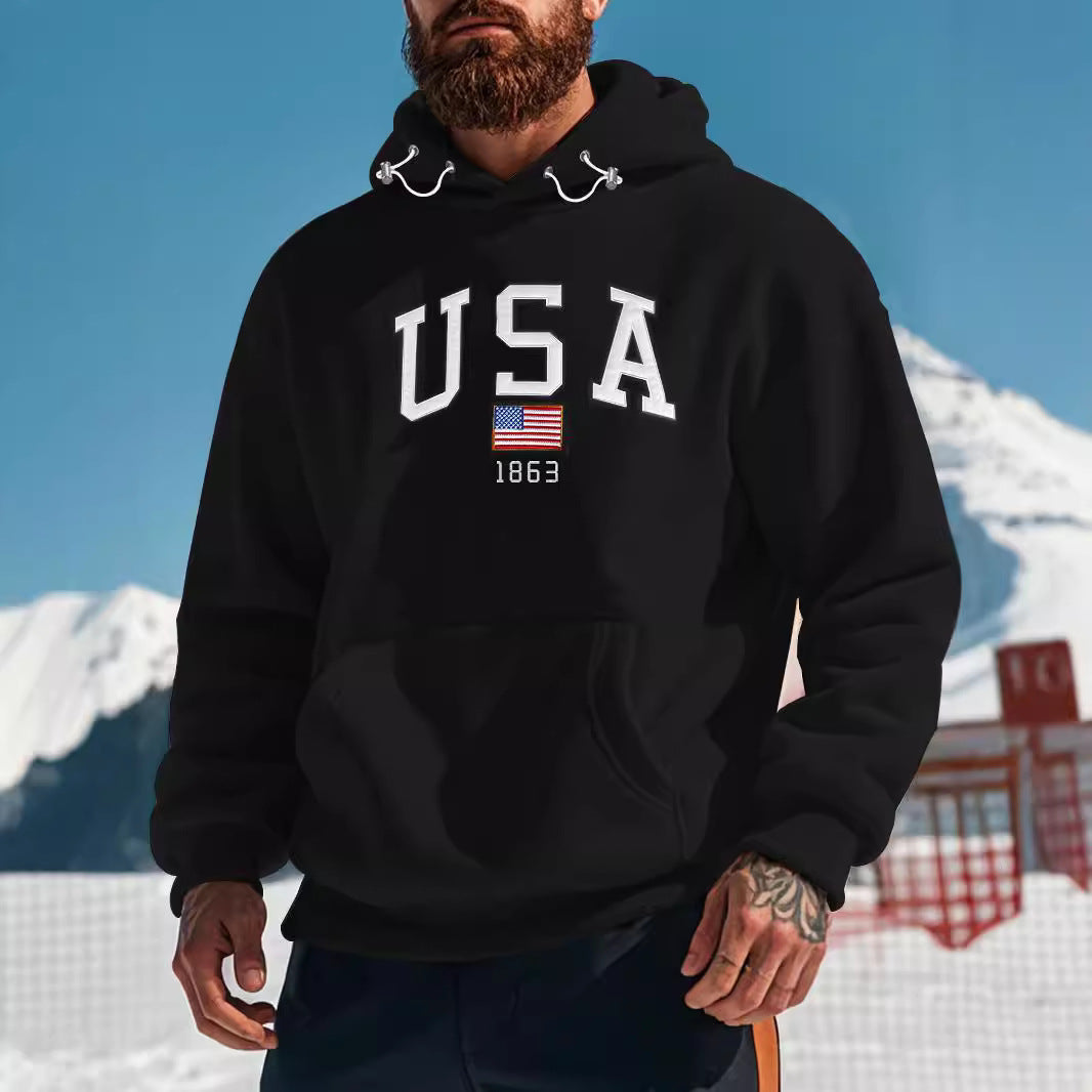 Trendy Thickened Shaker Hoodie with Embroidered Design