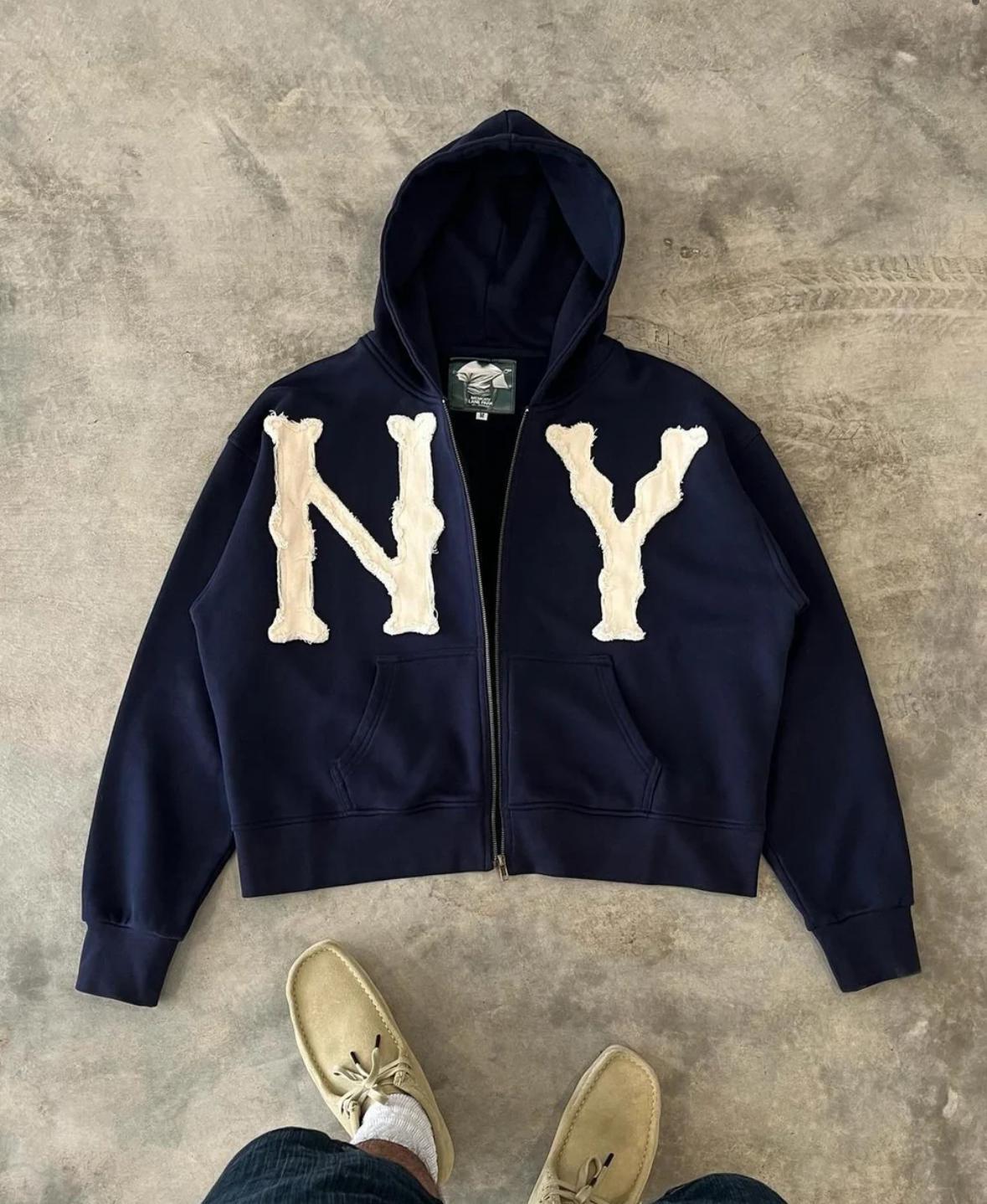 SS25 Embroidered Hoodie Jacket ā Unisex Zip-Up Streetwear Essential