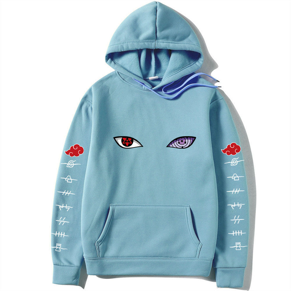 Unisex Naruto Hoodie – Anime Print Pullover for Spring & Autumn with White Sleeve Lettering