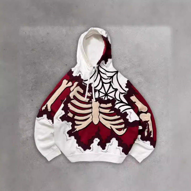 Men’s 2025 Skull Skeleton 3D Graphic Hoodie – Trendy Pullover Sweatshirt