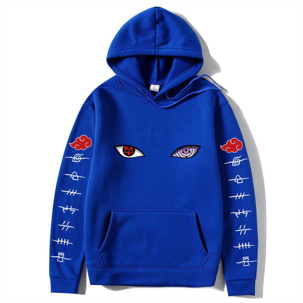 Unisex Naruto Hoodie – Anime Print Pullover for Spring & Autumn with White Sleeve Lettering