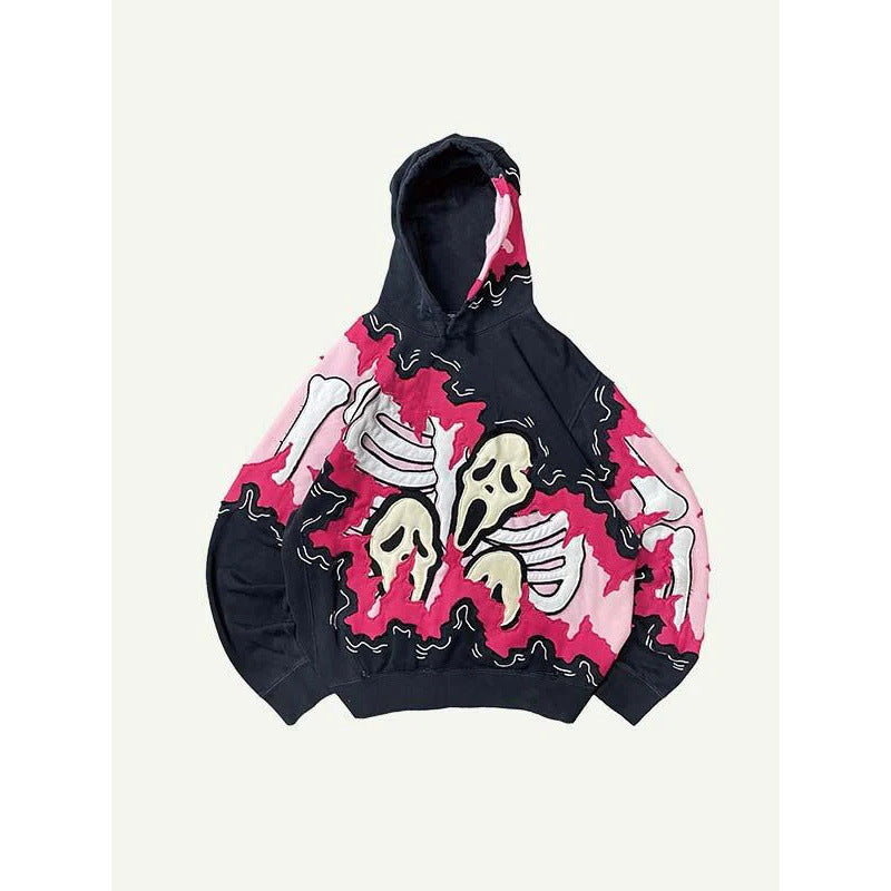 Men’s 2025 Skull Skeleton 3D Graphic Hoodie – Trendy Pullover Sweatshirt