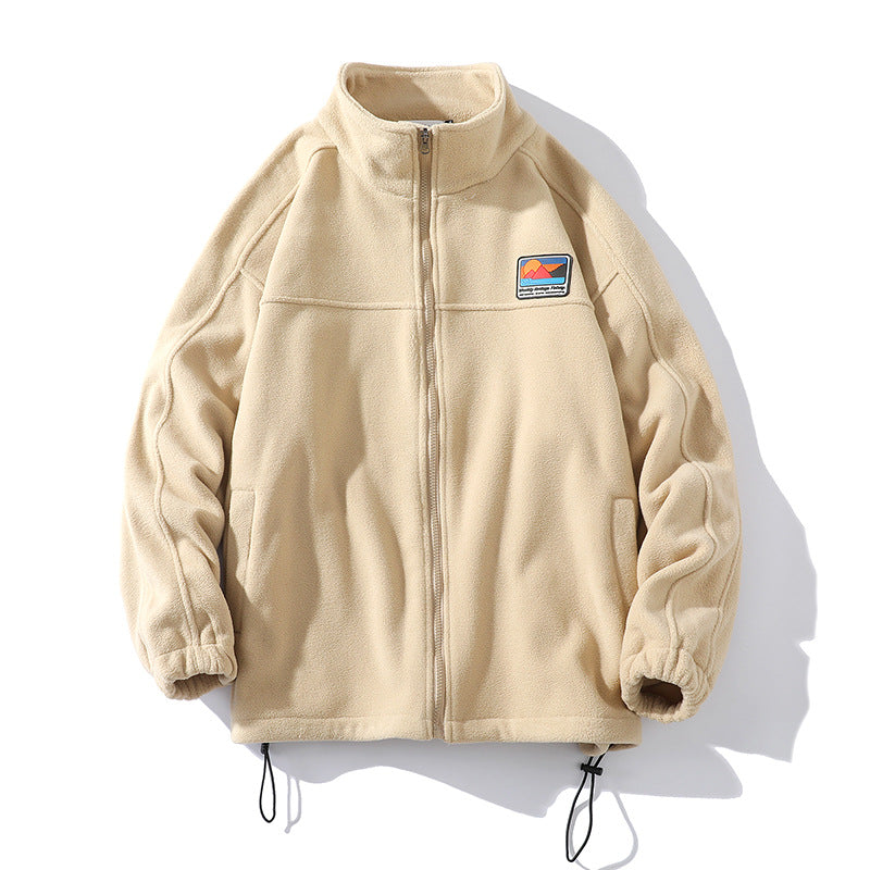 Autumn/Winter National Style Men’s Embroidered Logo Sweatshirt – Stand Collar Zip-Up Cardigan Jacket | Unisex Couple Wear