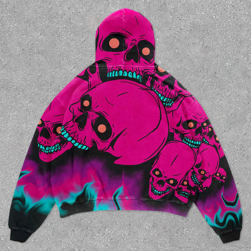 Men’s 2025 Skull Skeleton 3D Graphic Hoodie – Trendy Pullover Sweatshirt