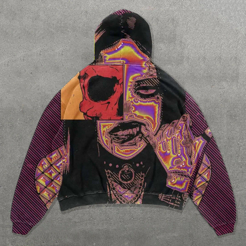 Men’s 2025 Skull Skeleton 3D Graphic Hoodie – Trendy Pullover Sweatshirt
