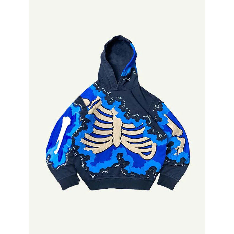 Men’s 2025 Skull Skeleton 3D Graphic Hoodie – Trendy Pullover Sweatshirt