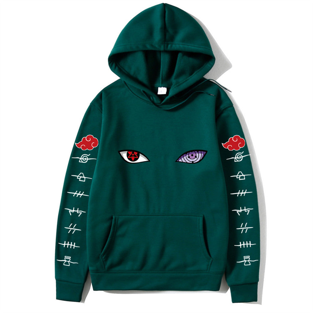 Unisex Naruto Hoodie – Anime Print Pullover for Spring & Autumn with White Sleeve Lettering