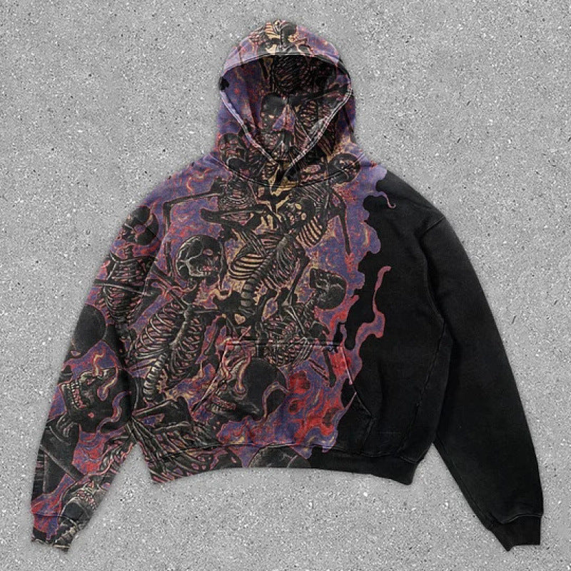Men’s 2025 Skull Skeleton 3D Graphic Hoodie – Trendy Pullover Sweatshirt