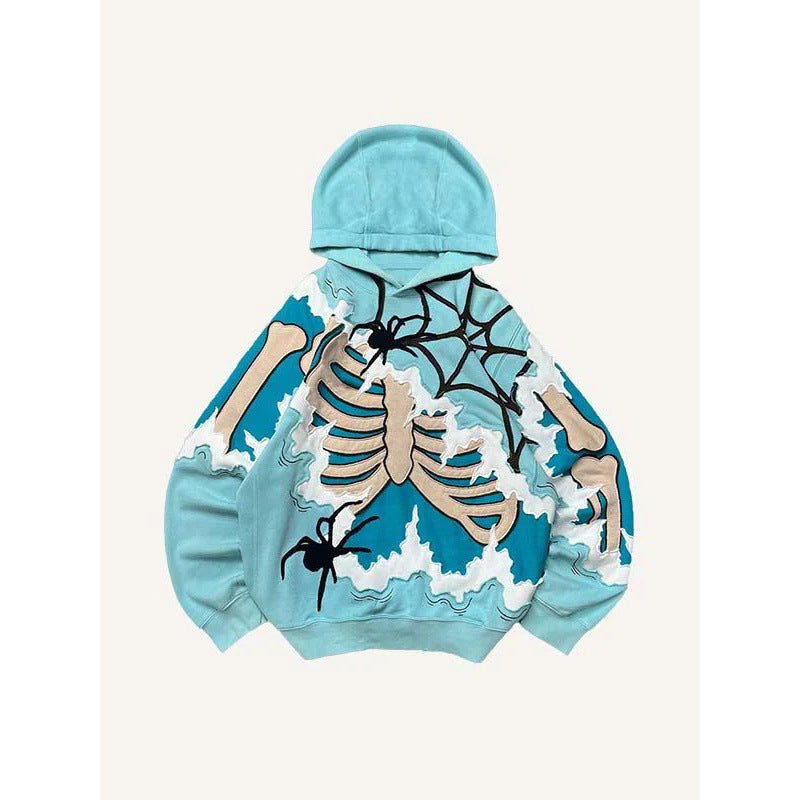 Men’s 2025 Skull Skeleton 3D Graphic Hoodie – Trendy Pullover Sweatshirt