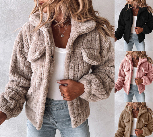 2025  European and American Women's Plush Casual Jacket