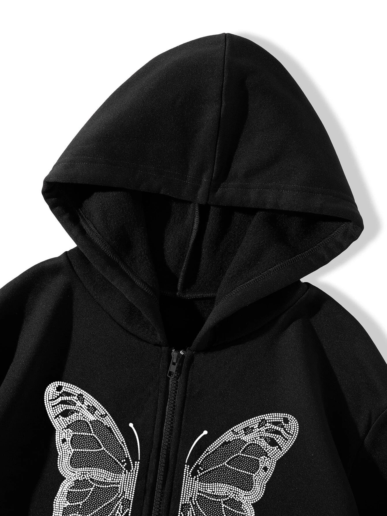 2025 Y2K Butterfly Print Zip-Up Hoodie β Oversized Unisex Streetwear Jacket with Pockets
